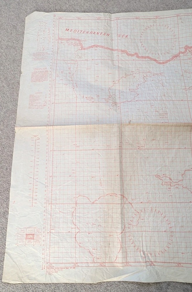 Original WW2 War Office Aeronautical Plotting map - Egypt 1945
