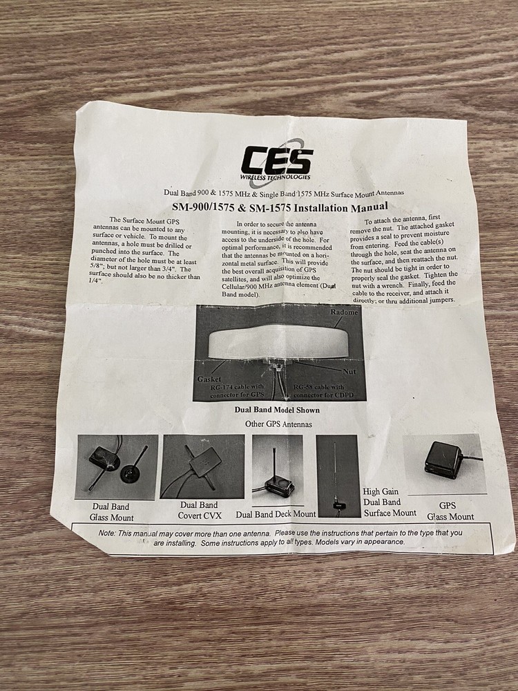 Mobile Mark Surface Mount Dual Band Antenna Model SM900/1575