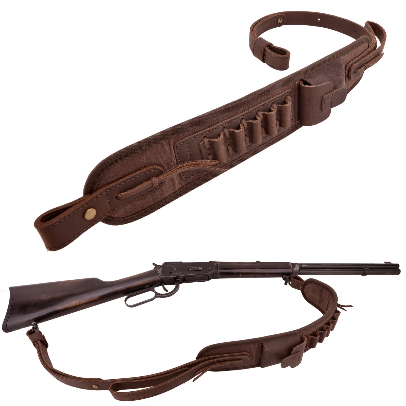 WAYNE'S DOG Hunting Leather Rifle Sling Shotgun Strap for .30/30.308 12GA .22MAG