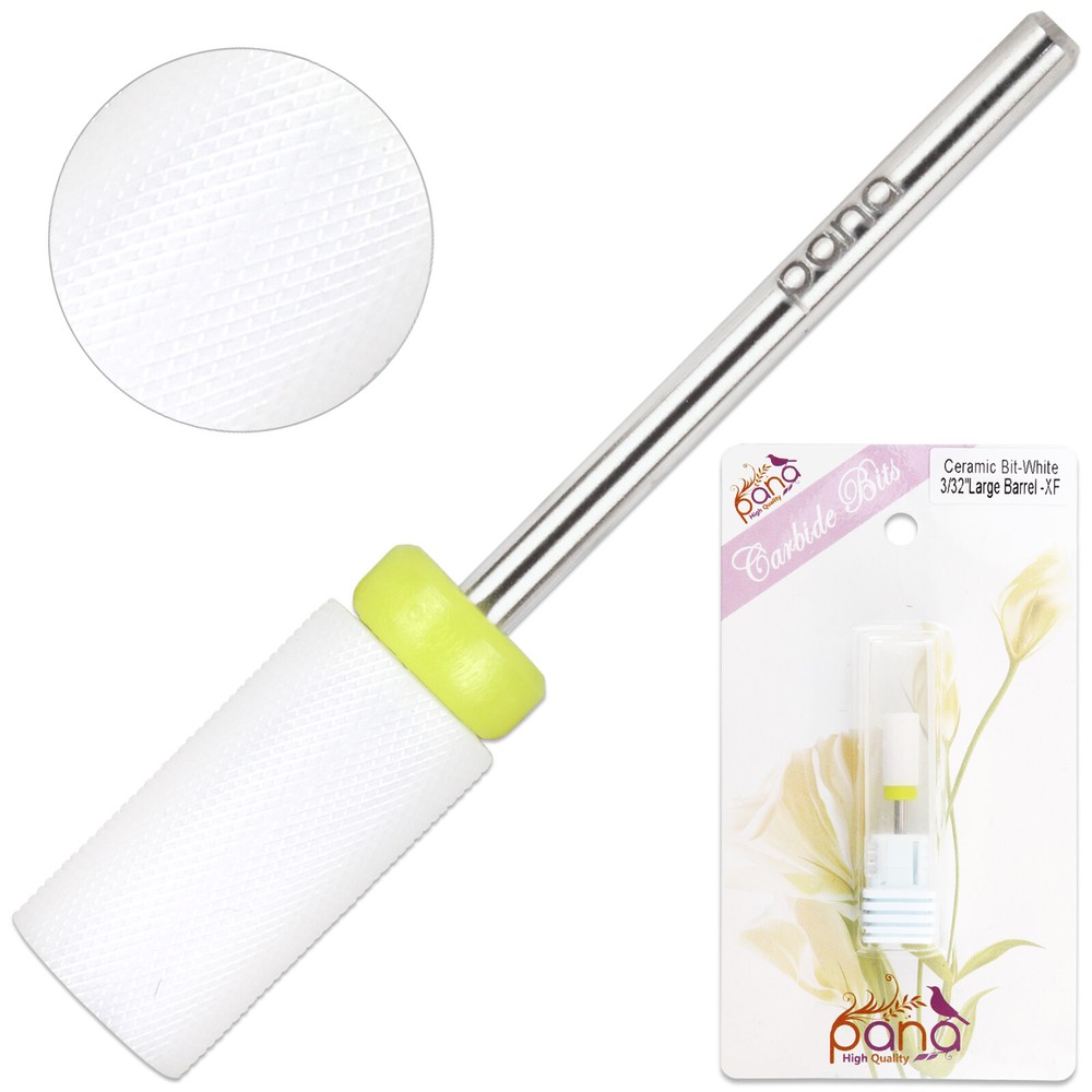 Professional Quality Ceramic White Large Barrel Bit Nail Drill Extra Fine Grit