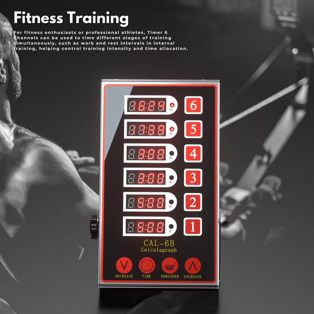 Commercial Kitchen Timer with 6 Channels, Professional LED Digital Timer for ...