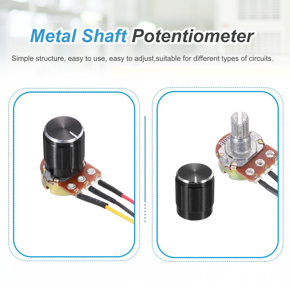 3Pcs WH-148 Potentiometer 3Pins B100K±20% Ohm Variable Resistor with 3 Knobs