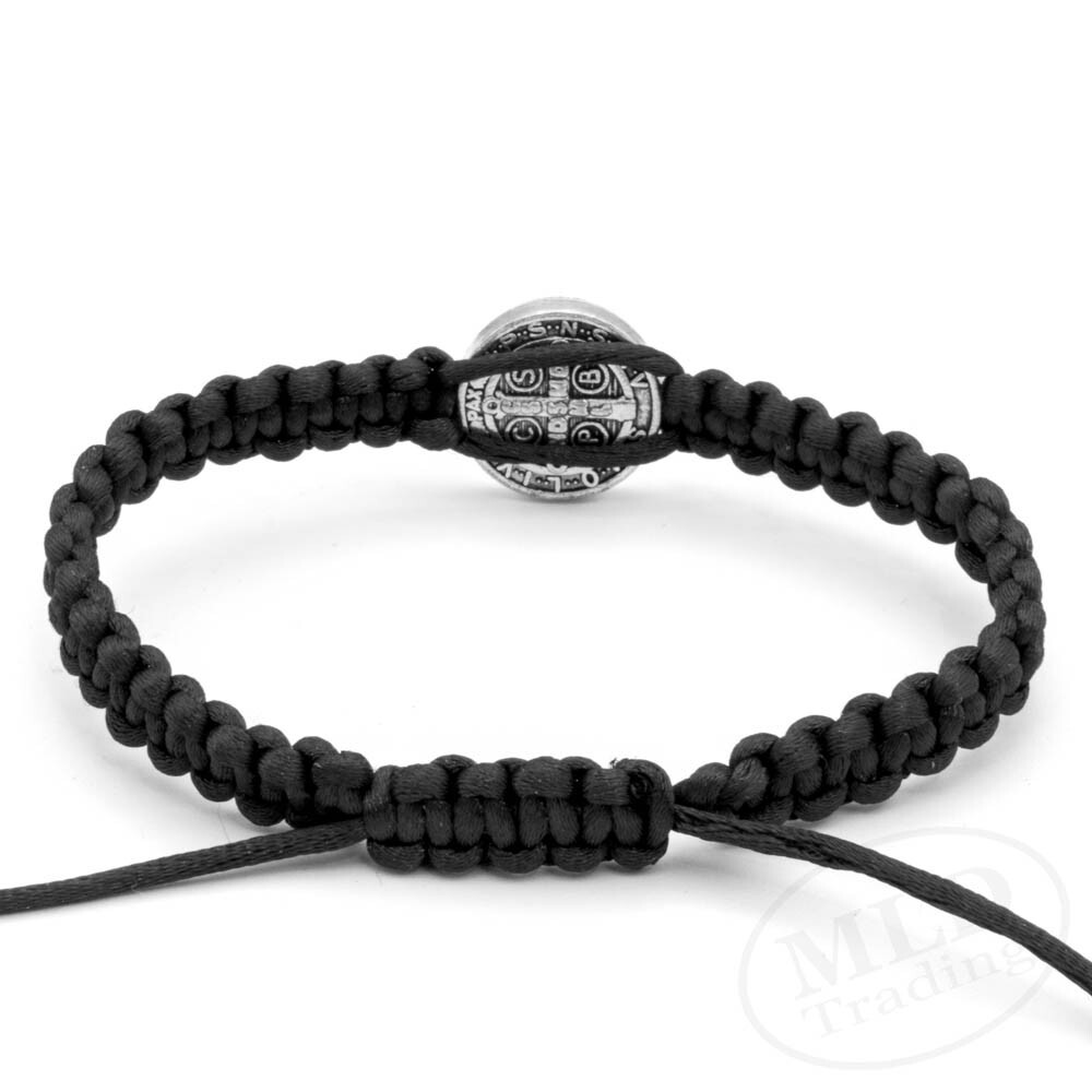 Silver Saint St Benedict Medal Black Unity Bracelet Pulsera De San Benito