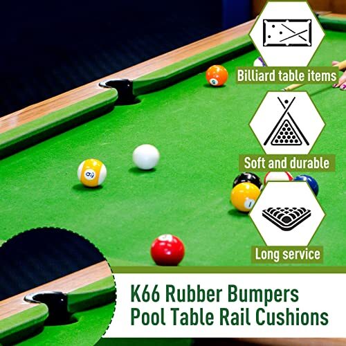 6 Pack K66 Rubber Bumpers Pool Table Bumpers Replacement Pool Table Rail