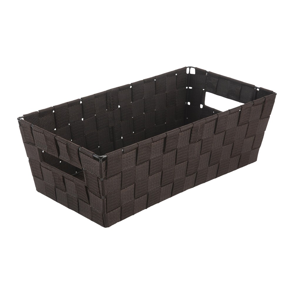 Medium Woven Strap Shelf Tote Basket Container Storage Organizer w/Handles