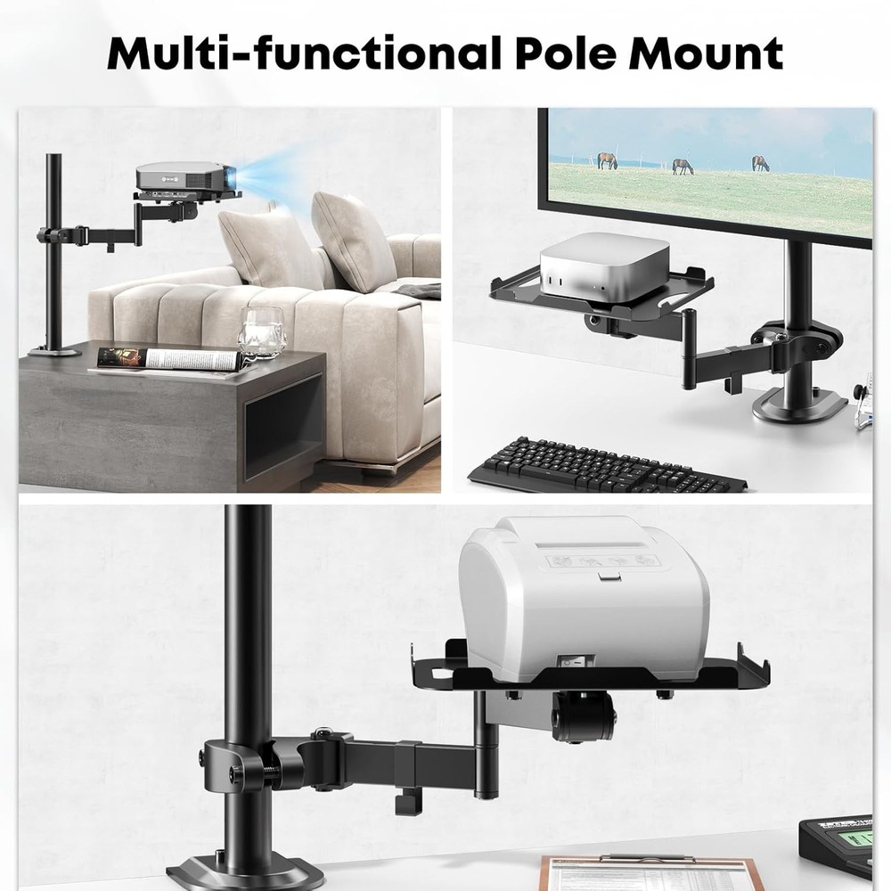 Adjustable Pole Mount Printer Stand Printer Pole Mount W/7.2x9.2 In Storage Tray