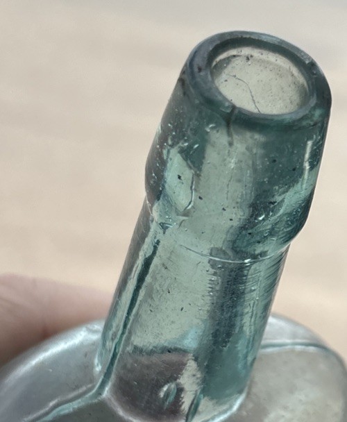 9” Nice Antique Aqua Blue Flask Bottle