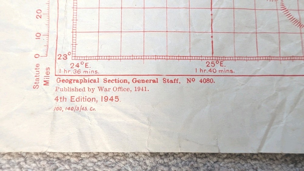 Original WW2 War Office Aeronautical Plotting map - Egypt 1945
