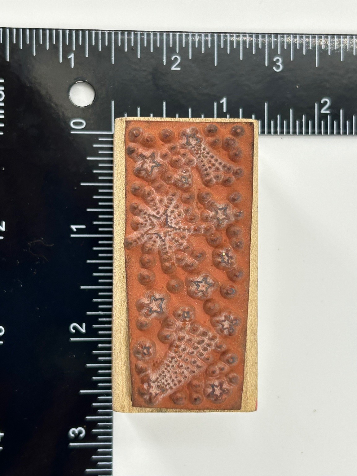 Vtg All Night Media Star Border 451E Rubber Stamp Wood Mount