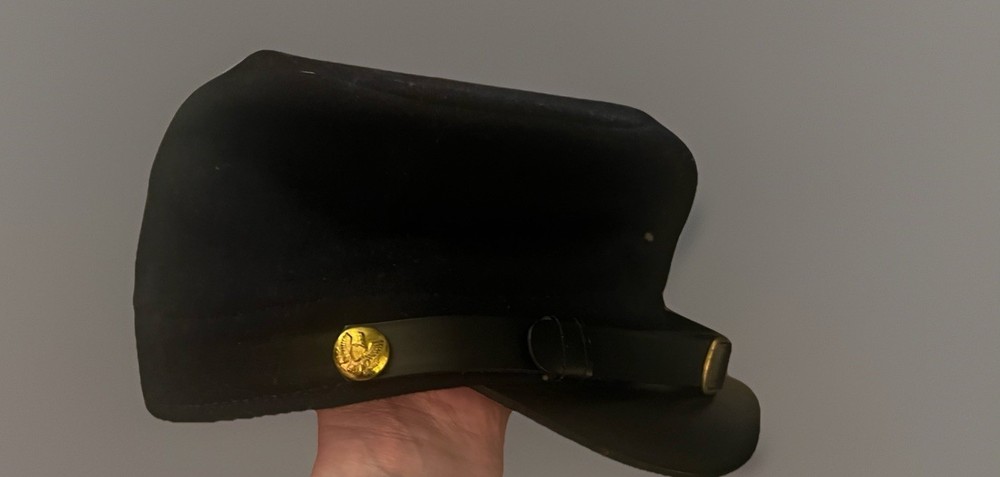 Civil War Style Kepi Hat Black Wool Cap Eagle Button Union Forge Cap