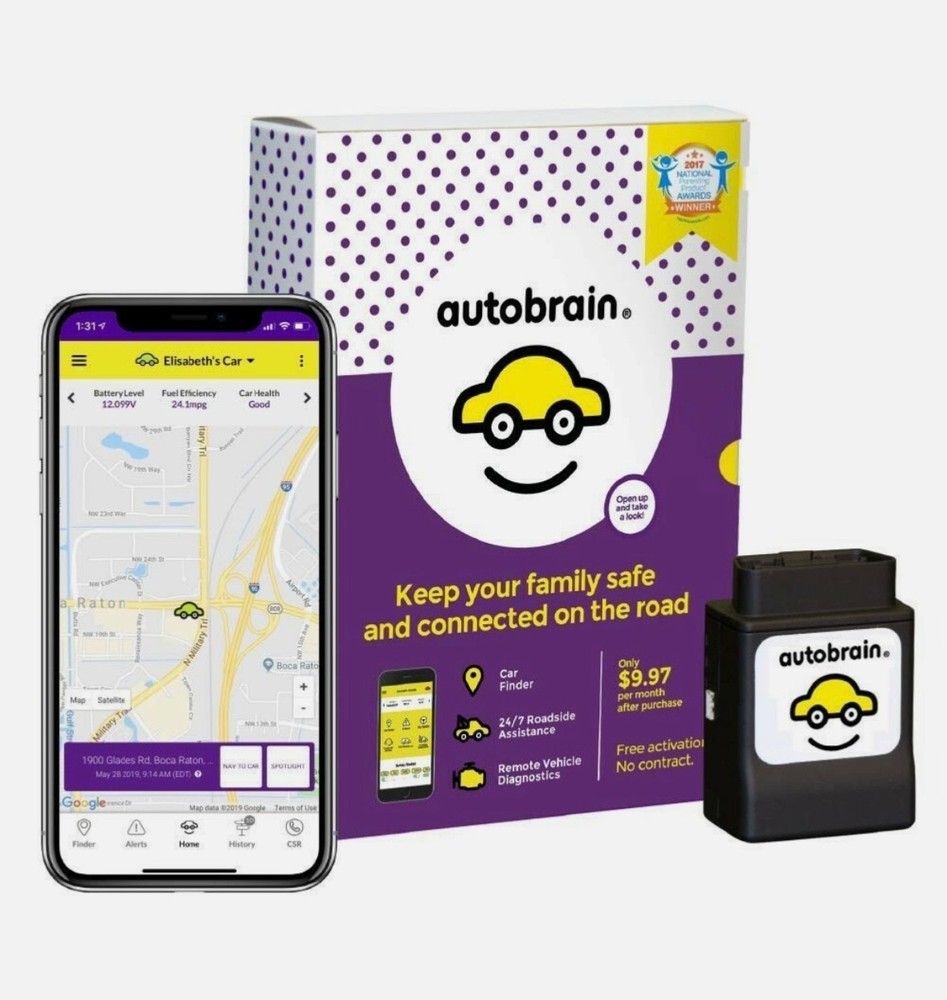 Autobrain Bluetooth OBD2 Scan Tool, Plus Free Cellular GPS Tracker for Vehicle