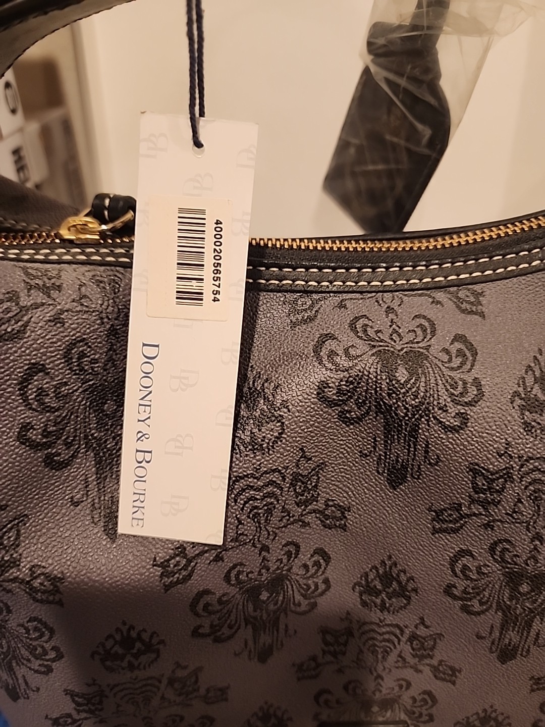 Disney Dooney & Bourke Haunted Mansion Wallpaper print Hobo Bag Purse Tassels