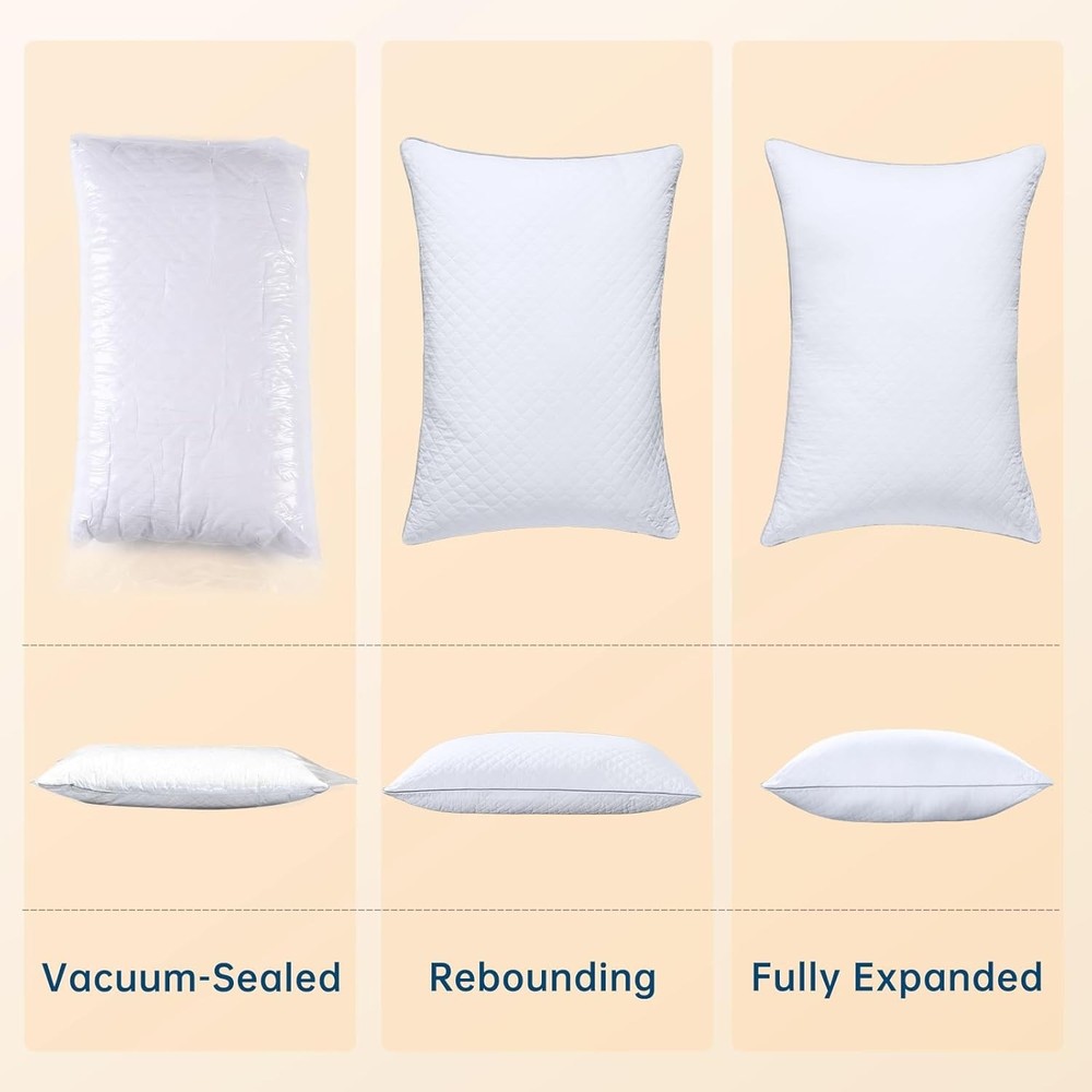 Diamond-Pattern Queen Bed Pillows with OEKO-TEX Certification - Cozy & Elegant