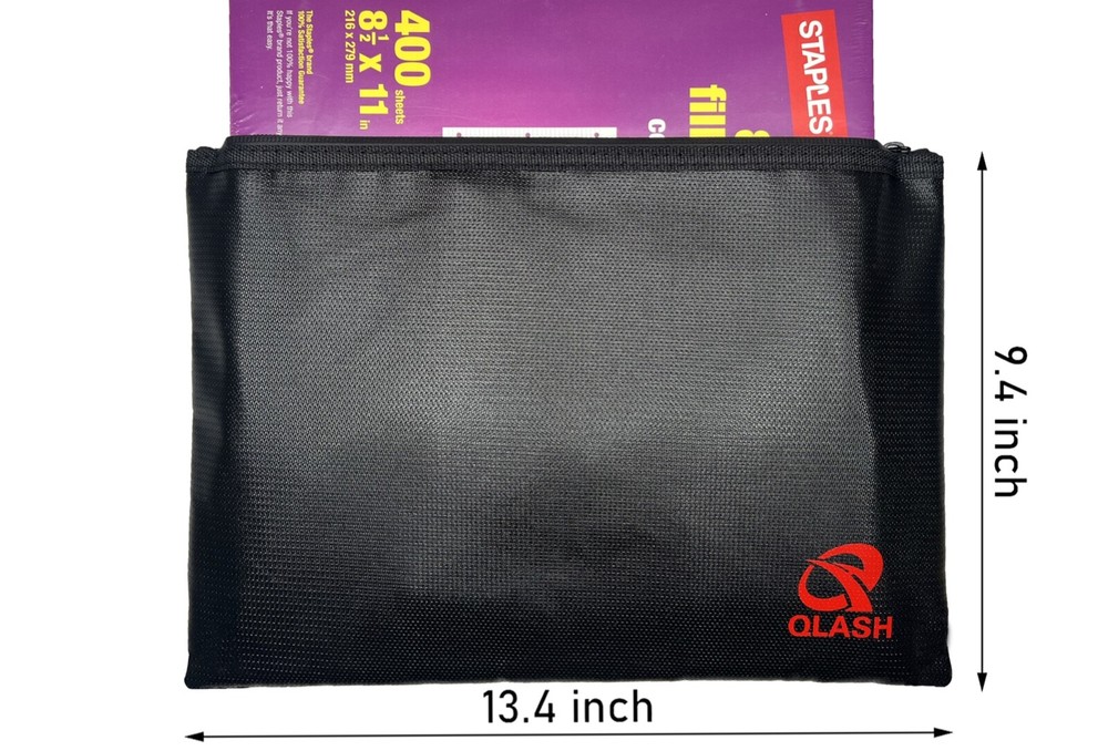 2000℉ Large FireProof Document Bag 13.4”x 9.4” For  Money  Certificate Cash File