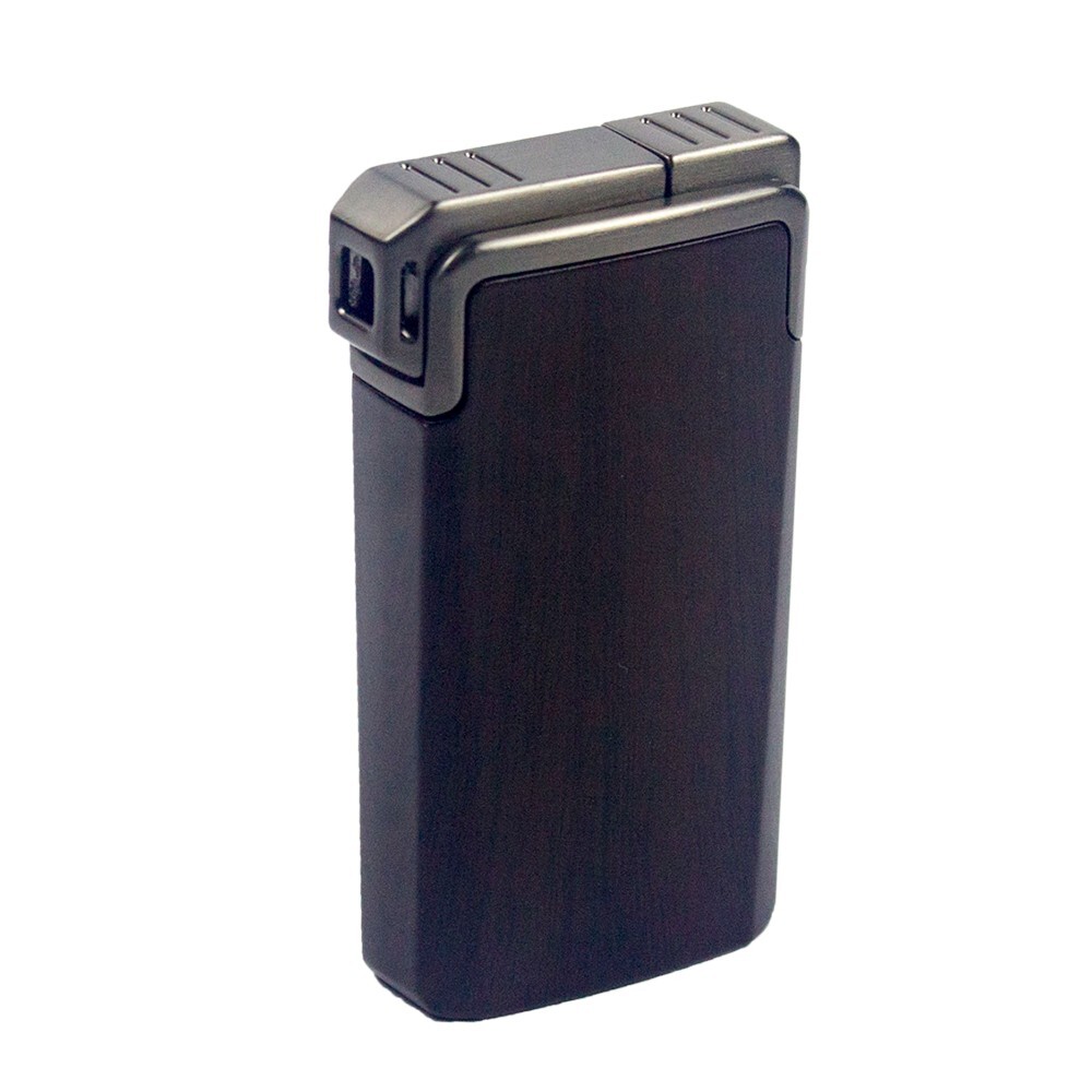 Windproof Dual-Flame Refillable Butane Torch Lighter with Adjustable Jet Wood