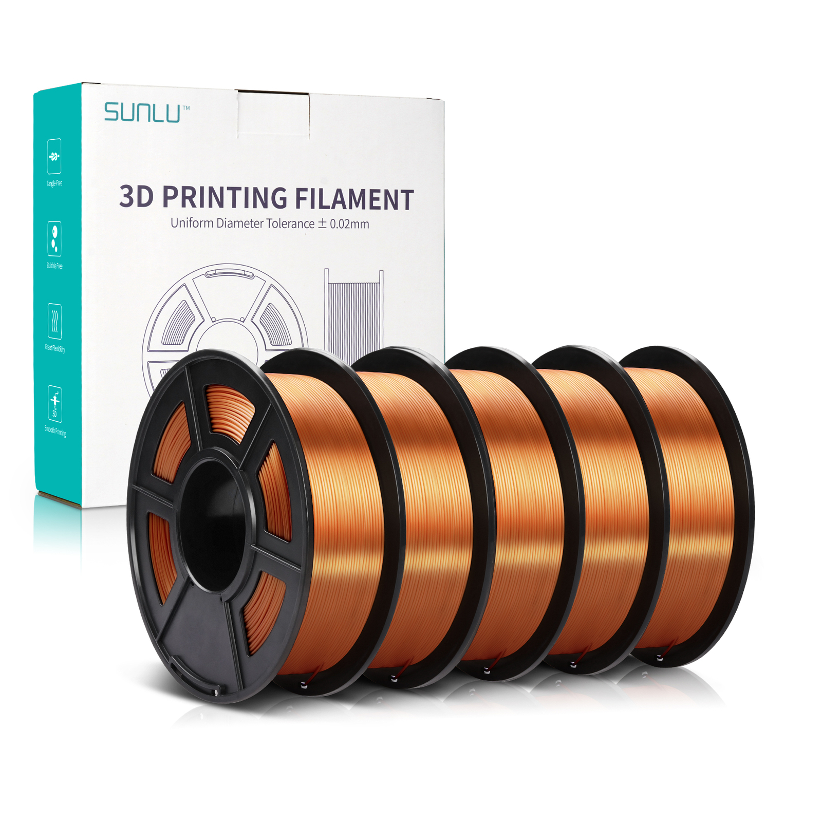 SUNLU 5×1KG PLA Matte PLA+ PLAMETA PETG SILK ABS 3D Filament Combo