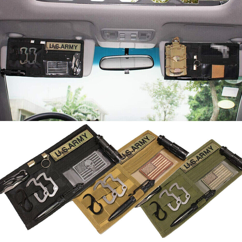 Tactical Molle Car Sun Visor Organizer Storage Bag Nylon Auto Panel Accessories