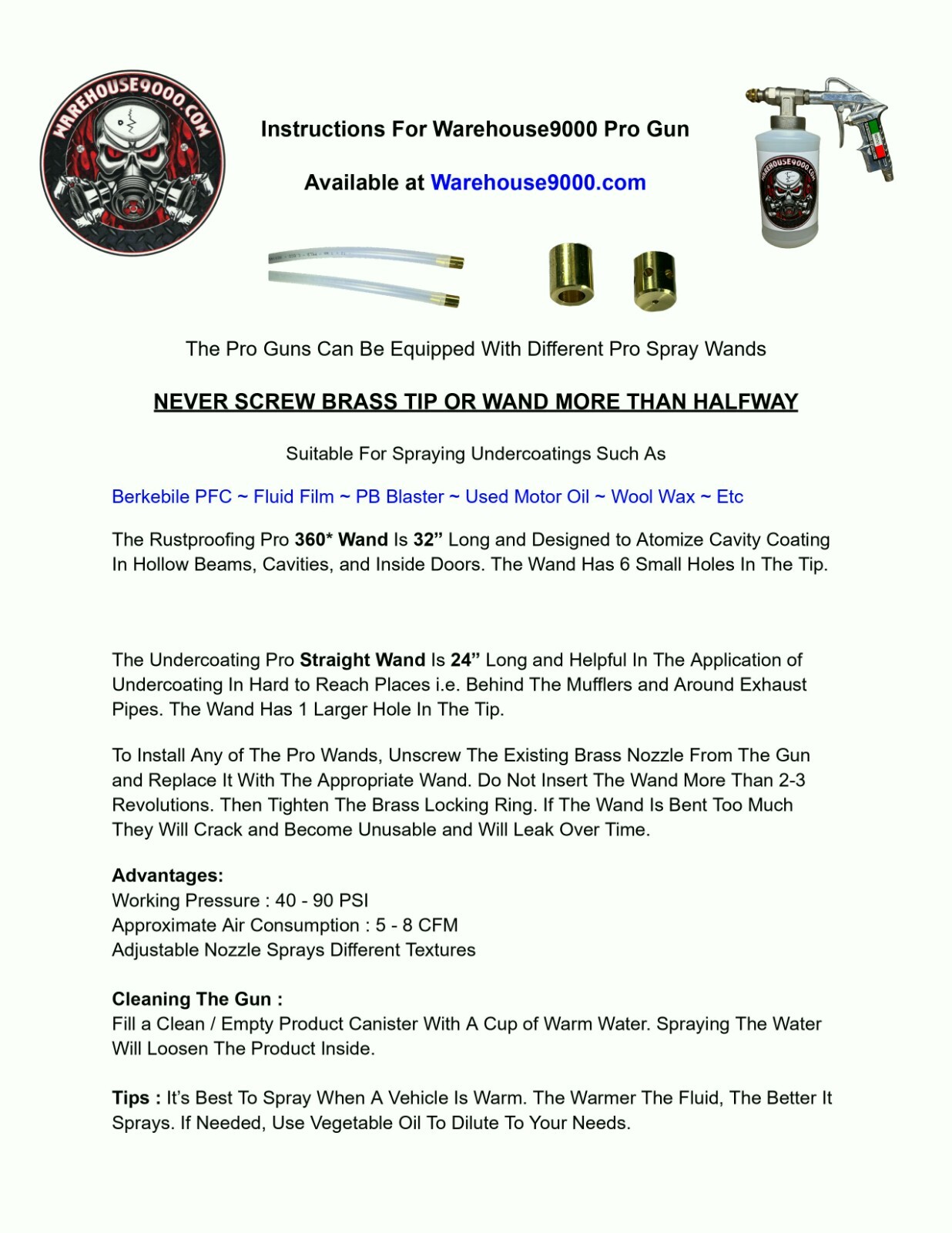 GALLON FLUID FILM BLACK PRO GUN, 3 BOTTLES, 2 WANDS, AND 50 PLUGS