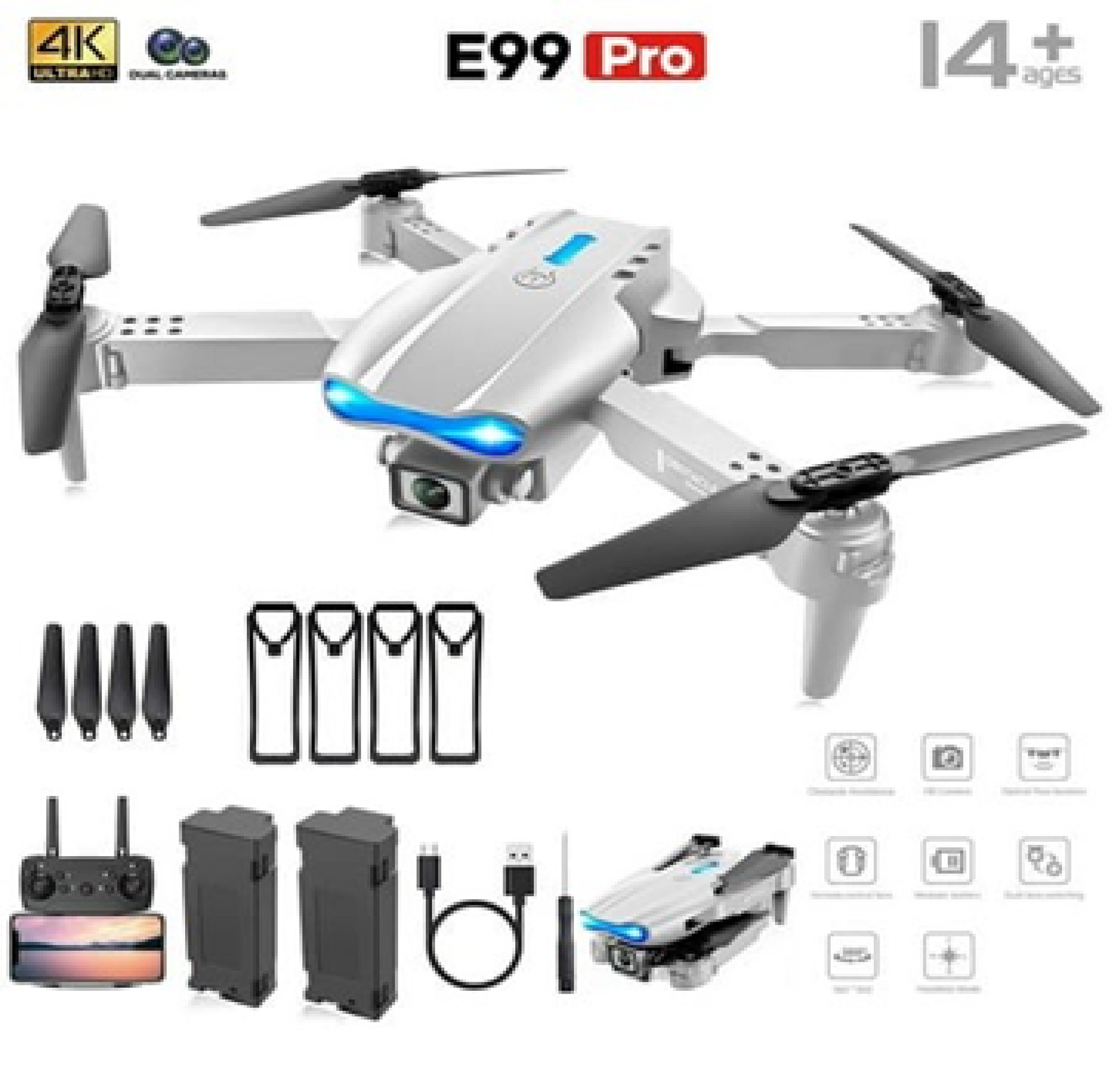BEEPRINCESS E99 pro Drone with 4K HD Dual Camera for Adults Kids RC Quadcopter