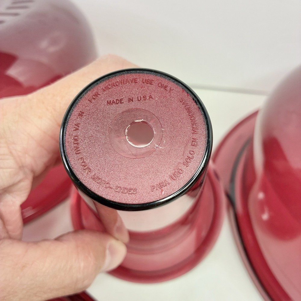 4 pc Tupperware Microwave Stack Cooker/Steamer Cranberry USA VTG *READ*