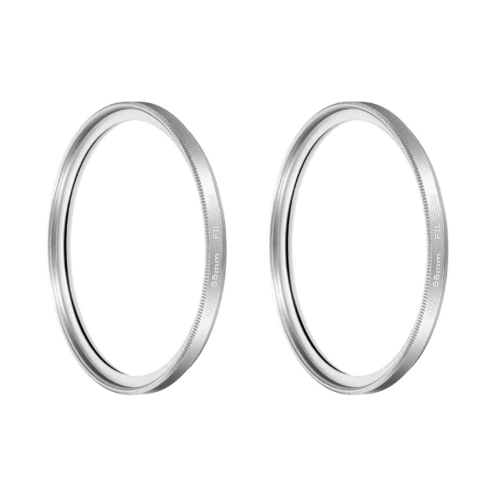 2Pcs 55mm Ultra Slim Lens Filter Multi Coating Camera Len Filter, Silver