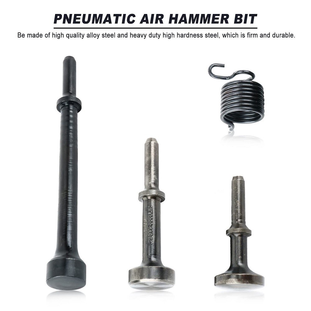 4Pcs Air Hammer Bits Set Smoothing Pneumatic Chisel Drill Attachments and Spring