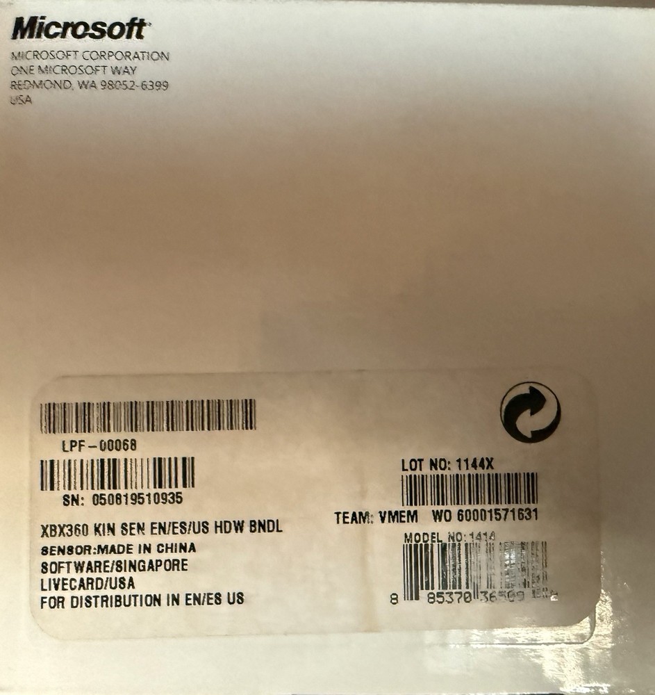 Original XBox 360 Kinect Sensor Box Only With USB Power Adapter