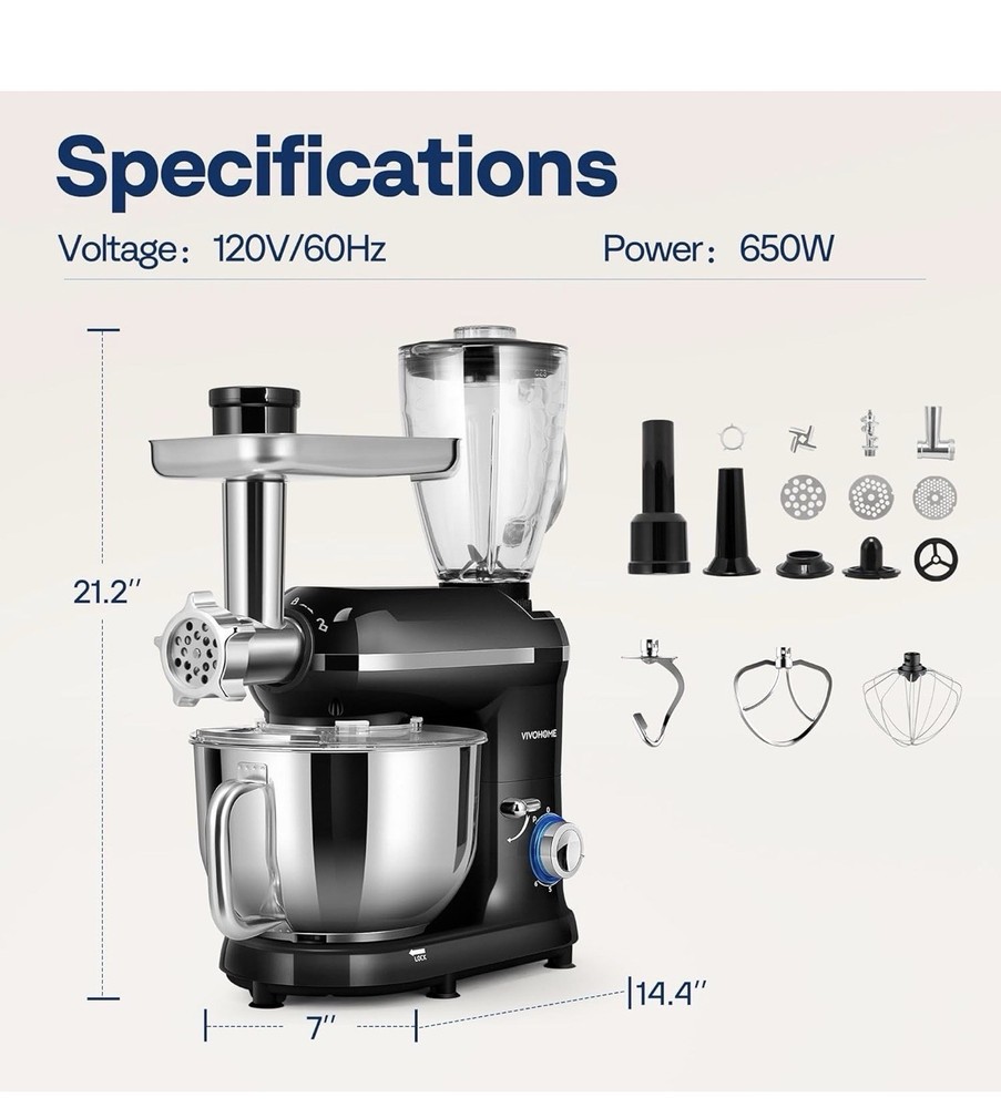 Stand Mixer with 6 Quart Stainless Steel