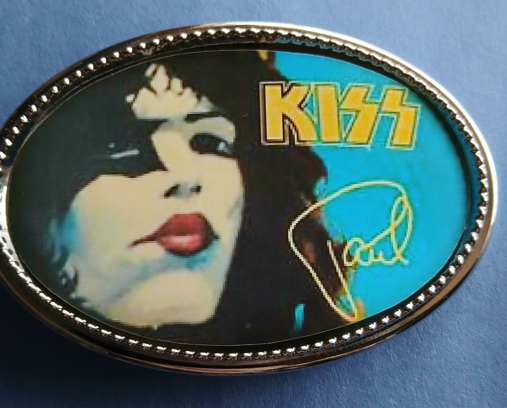 KISS Rock Band " PAUL STANLEY"   Epoxy PHOTO MUSIC BELT BUCKLE - NEW!