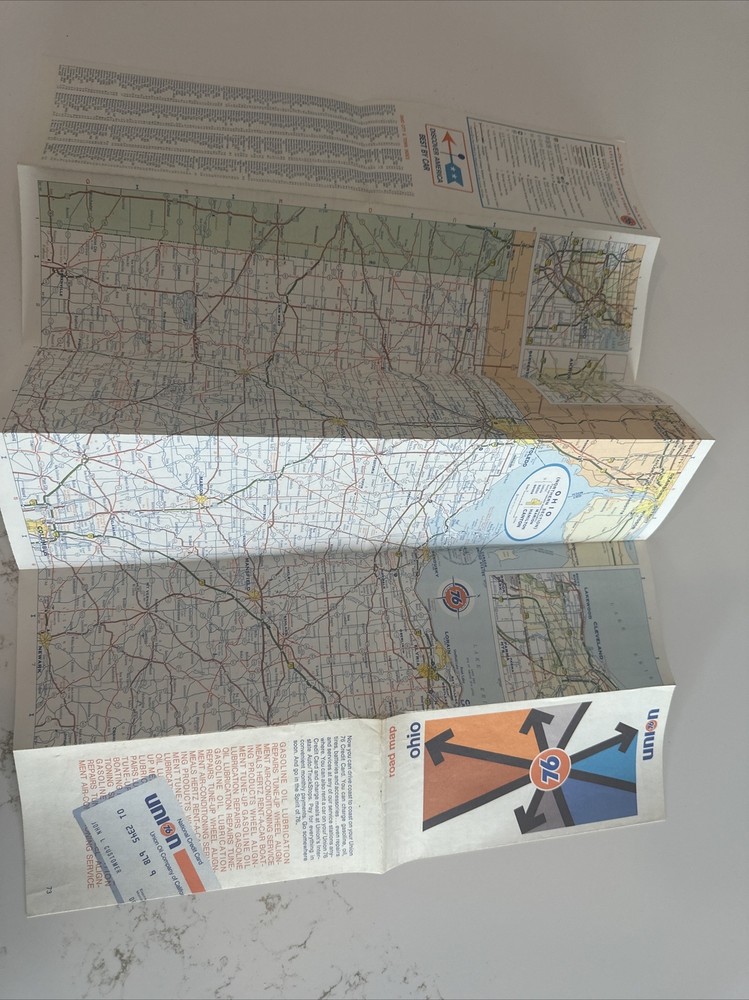 1973 Union76 Ohio Road Map