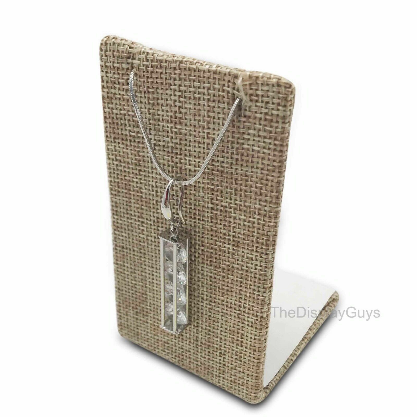 US Seller~4"H Self-Standing Beige Burlap Linen Earring/Pendant Displays