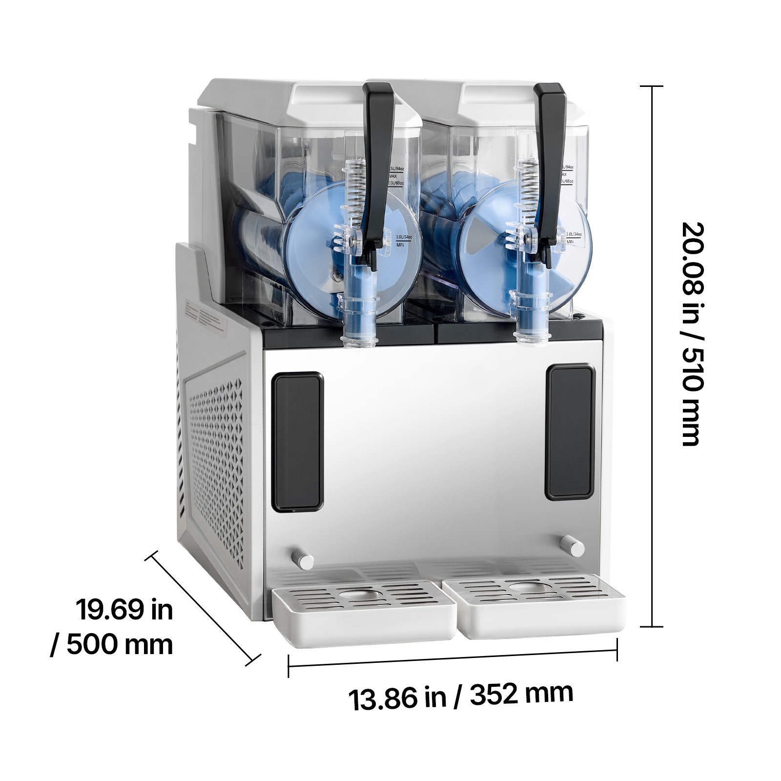 Uimoso Dual-Tank Frozen Drink Slushy Machine 3Lx2 Slush Cold Beverage Maker Home