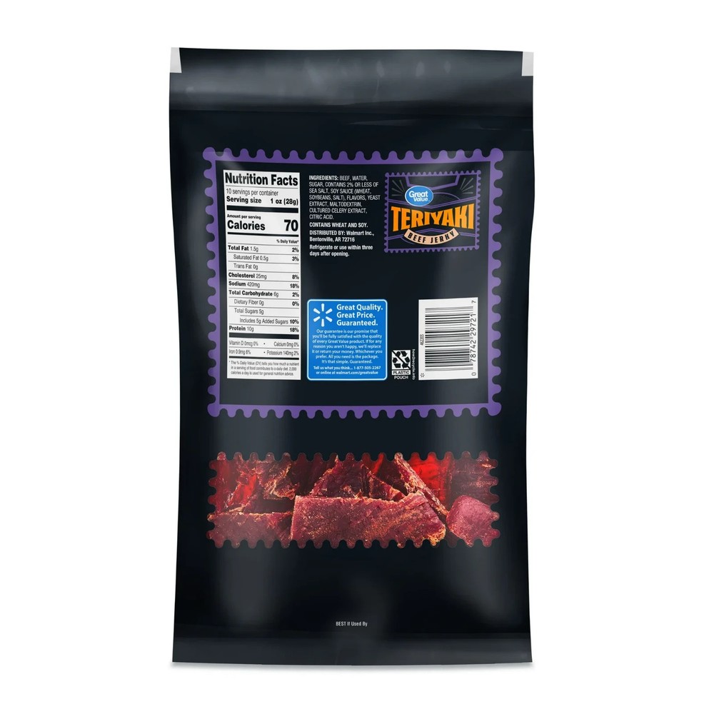 Great Value Teriyaki Beef Jerky Value Pack, 10 oz