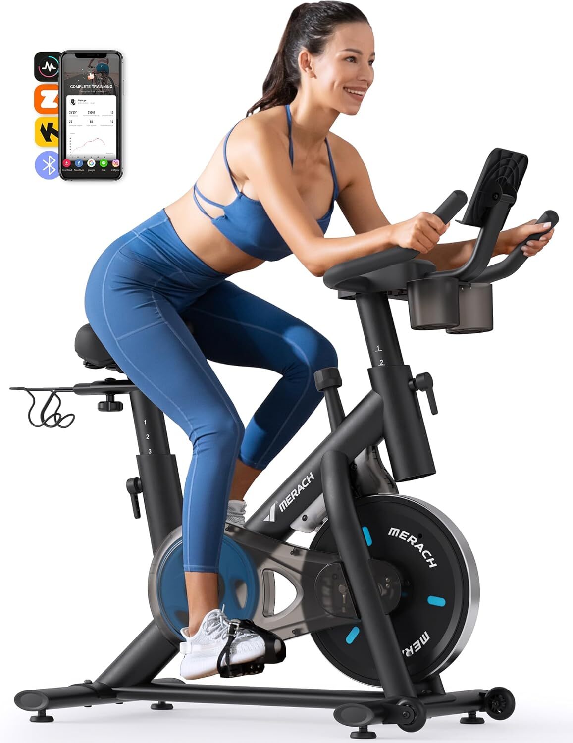 MERACH S26 Pro Exercise Magnetic Stationary Bike Low Noise Indoor Cycling Bike