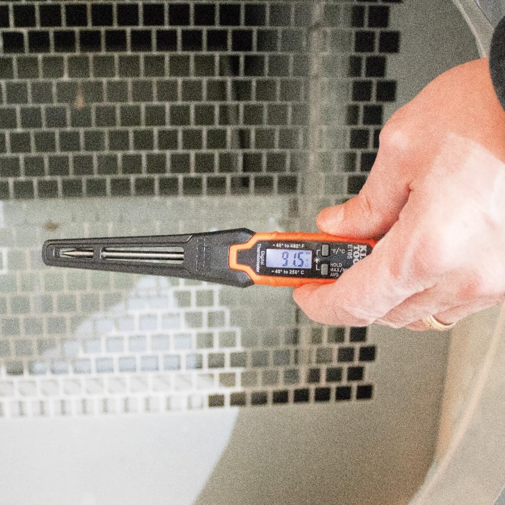 Digital Pocket Thermometer - Instant Read HVAC Tool with Backlit Display
