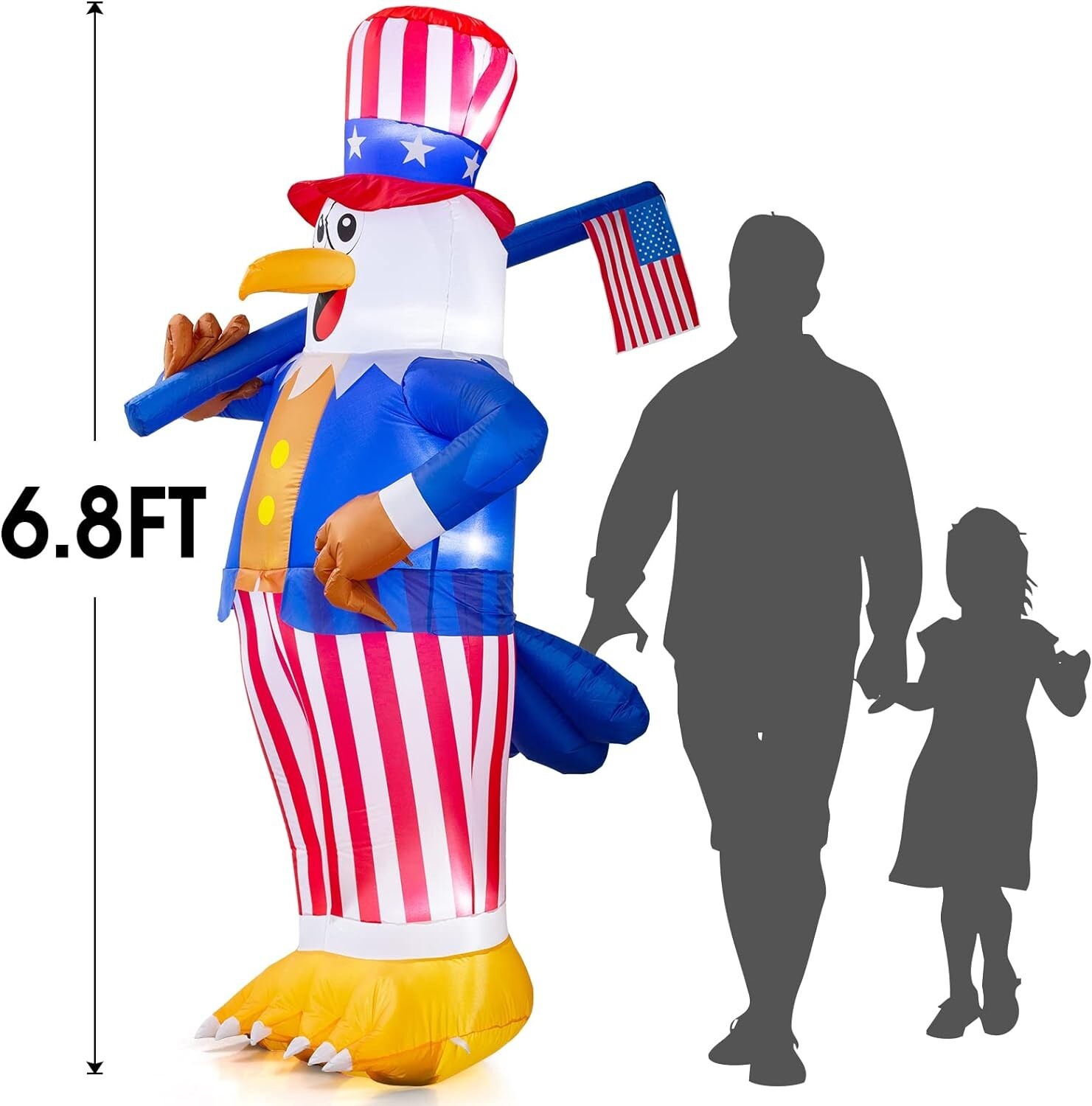 6FT Patriotic Bald Eagle Inflatable 4Th of July Independence Day Outdoor Decor