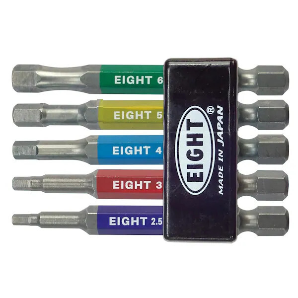 Eight tool EA-610C-5S65 EX-IMPACT HIGH IMPACT HEX BIT COLOR CODED SET
