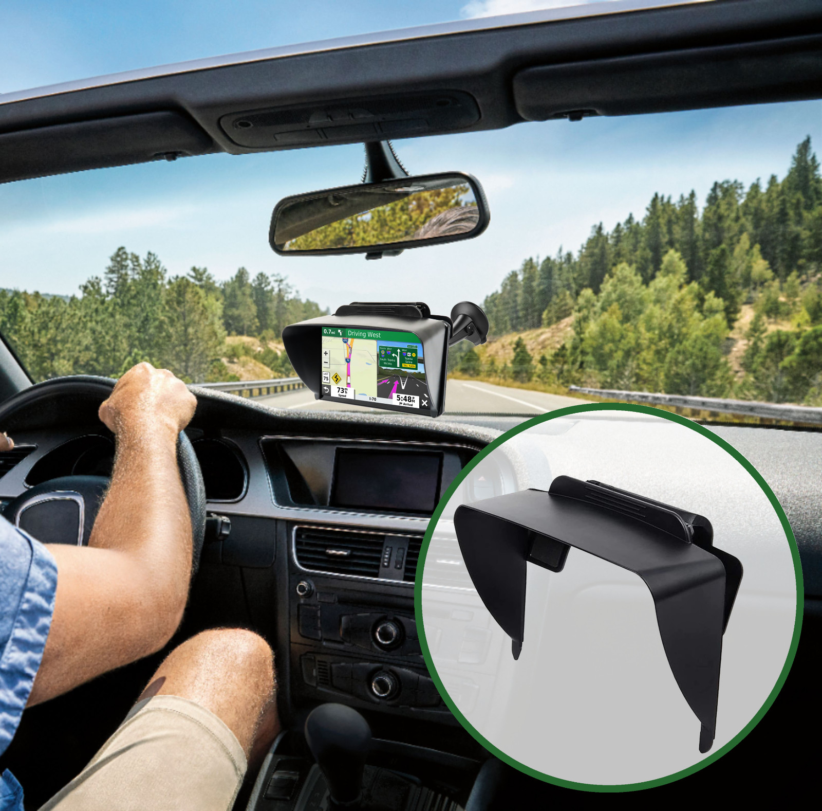 7" Clip-on Visor Sun Shade Sunshade for Garmin Dezl OTR 700 GPS