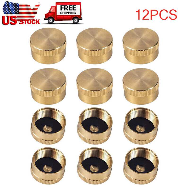 12PCS Solid Brass Propane Bottle Caps Suitable for All 1LB Gas Refill Tank Valve