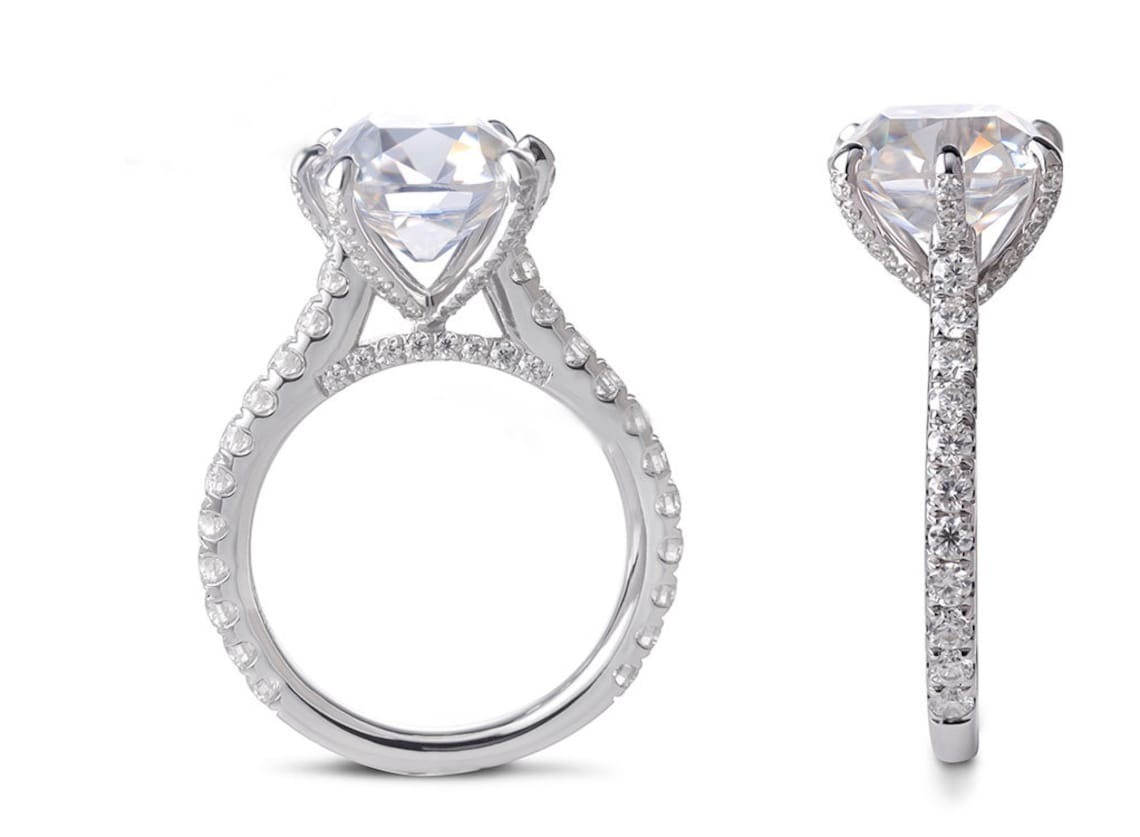 2.60 CT Cushion Cut VVS1 Moissanite Wedding Bridal Ring Set Solid 14K White Gold