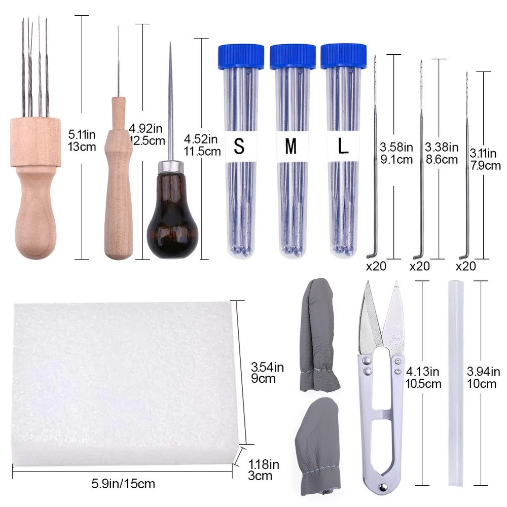 Needle Felting Kit Wool Pocked Triangular DIY Yarn 70PCS Needlework Tools Kits