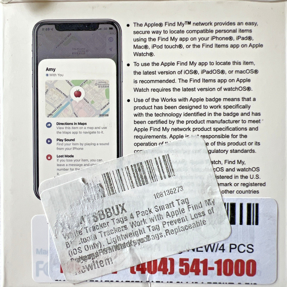 Bluetooth 4 Pack Smart Tracking Tags Compatibility w/ Apple Find My Iphone New