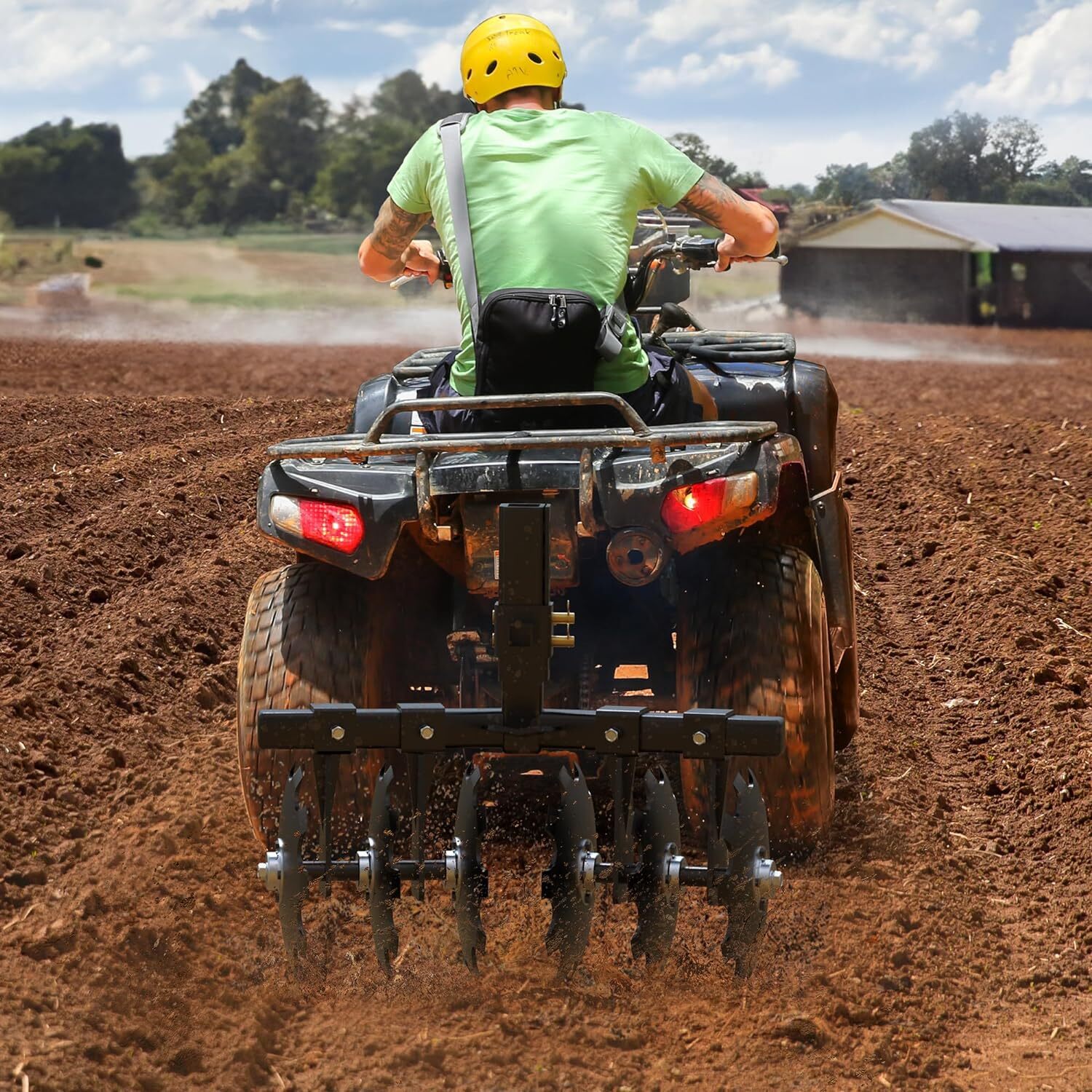 28" Width Disc Plow Harrow W/2" Receiver Mount for ATV UTV Steel Heavy Duty