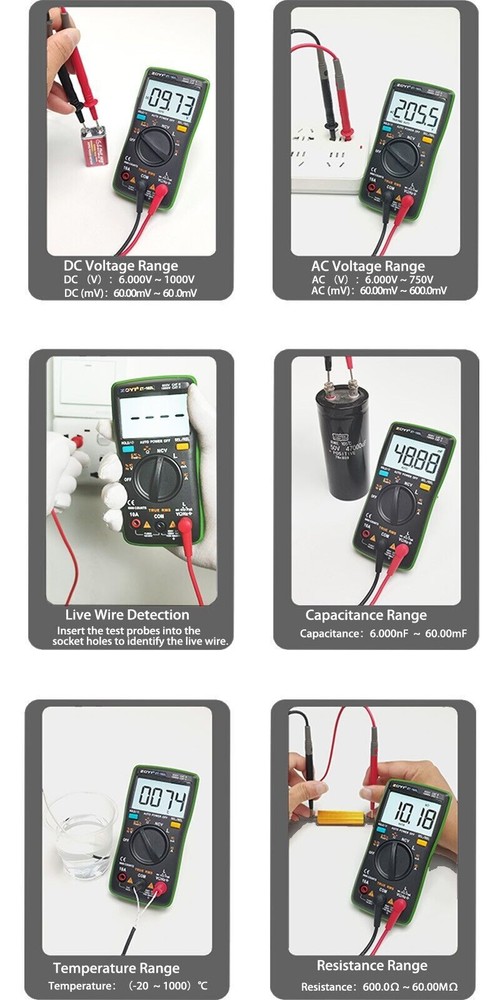 Digital Multimeter LCD 6000 Auto Range T-RMS Current Voltage Inductance Tester