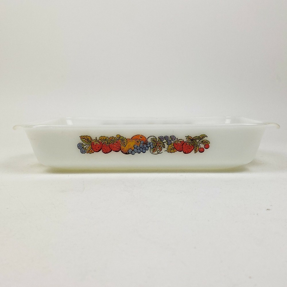 Anchor Hocking Fire King Natures Bounty Fruit Pattern Baking Casserole Dish #432