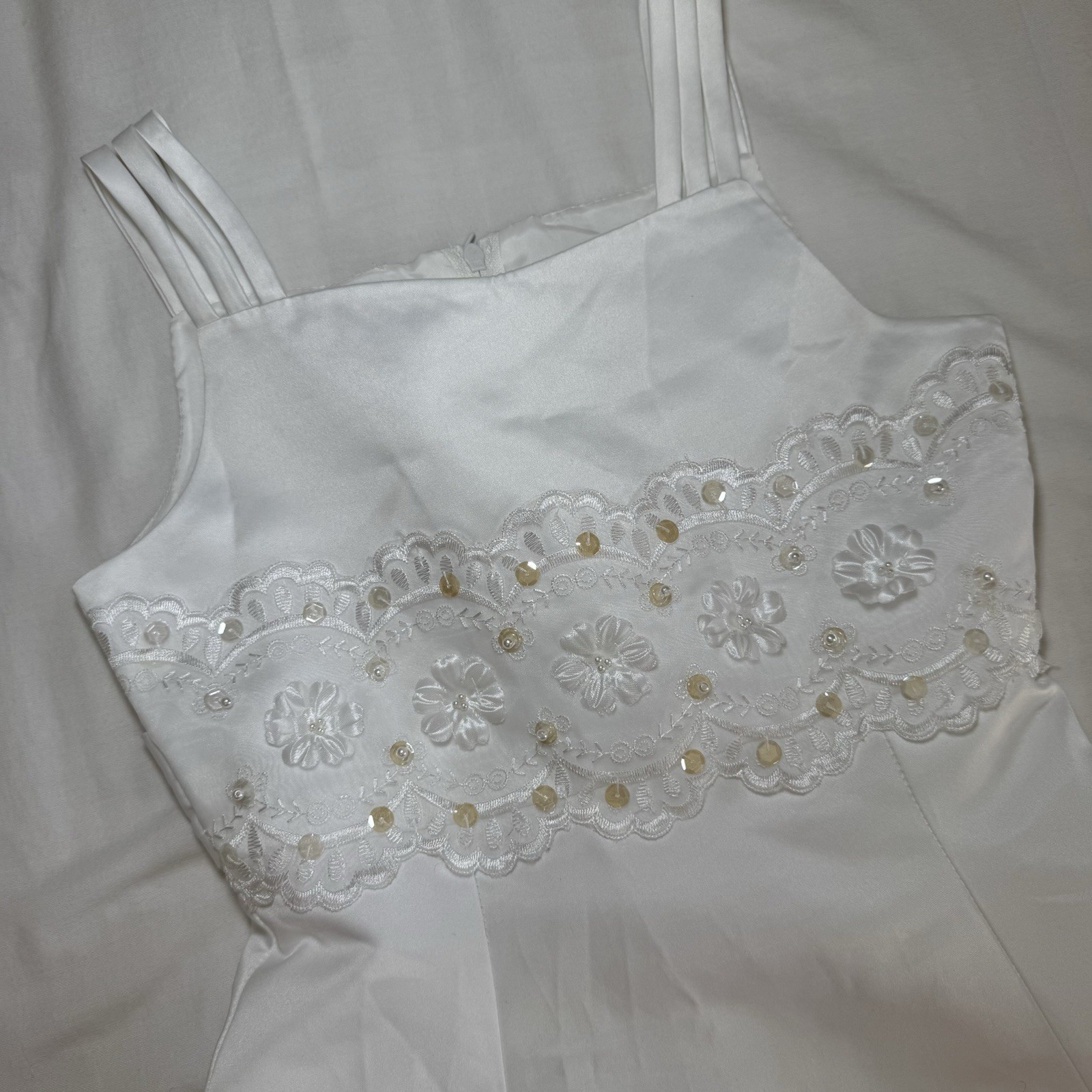 Bonnie Jean Girls White Special Occasion Flower Girl Communion Dress Size 8