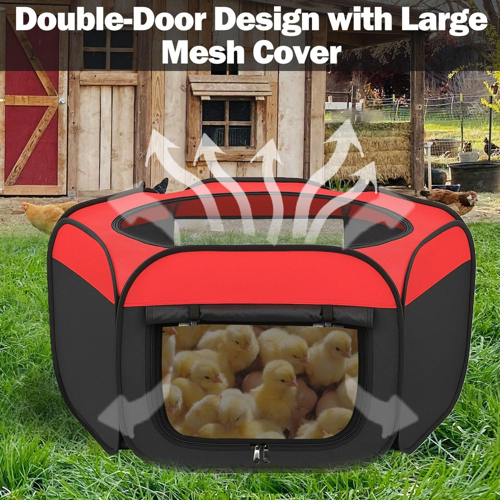 Chicken Brooder Box for Chicks, Pop up Chick Starter Kit Brooder Pen with Double