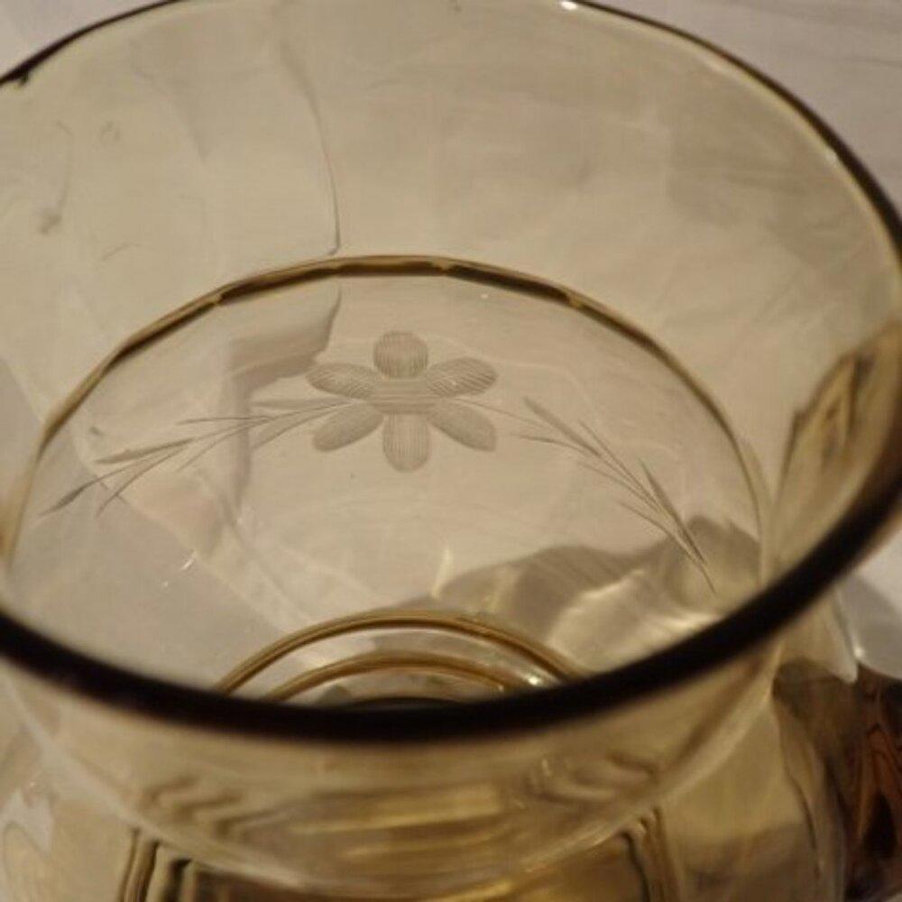 Amber cornflower pattern glass picture