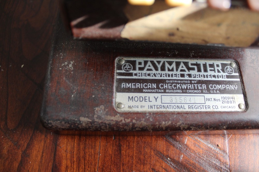 Art Deoo Paymaster Model Y Check Writer & Protector 7 Column Brown