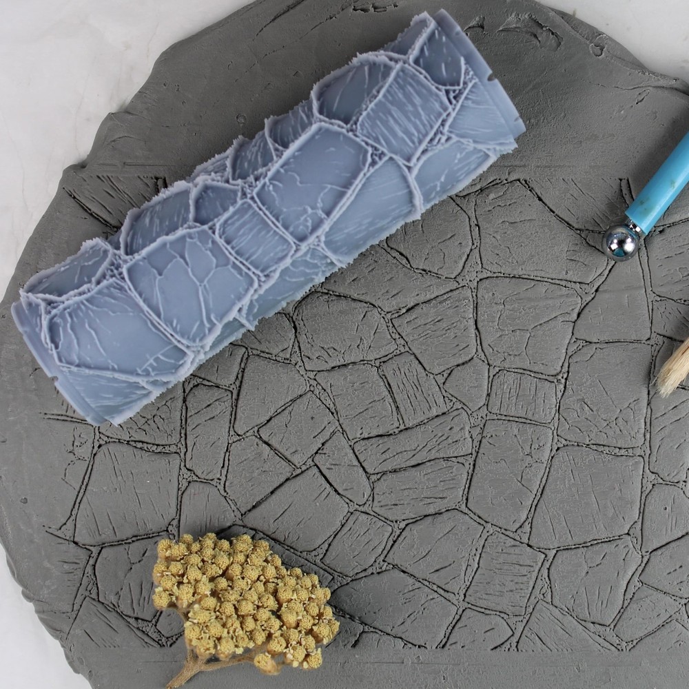 Flagstones Clay Texture Roller (4") - Seamless Set #02 - Embossing Pattern Ro...
